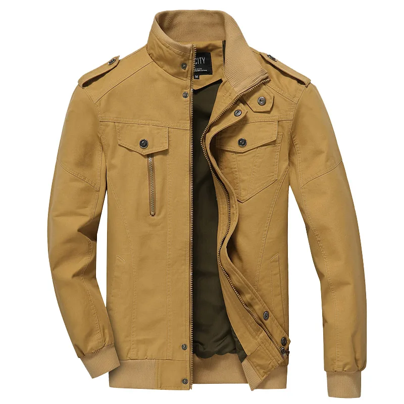 

Military Spring Autumn Jacket Men Solid Cotton Coats Casual Bomber Washed Jackets jaqueta masculina Plus Size 6XL Dropshipping