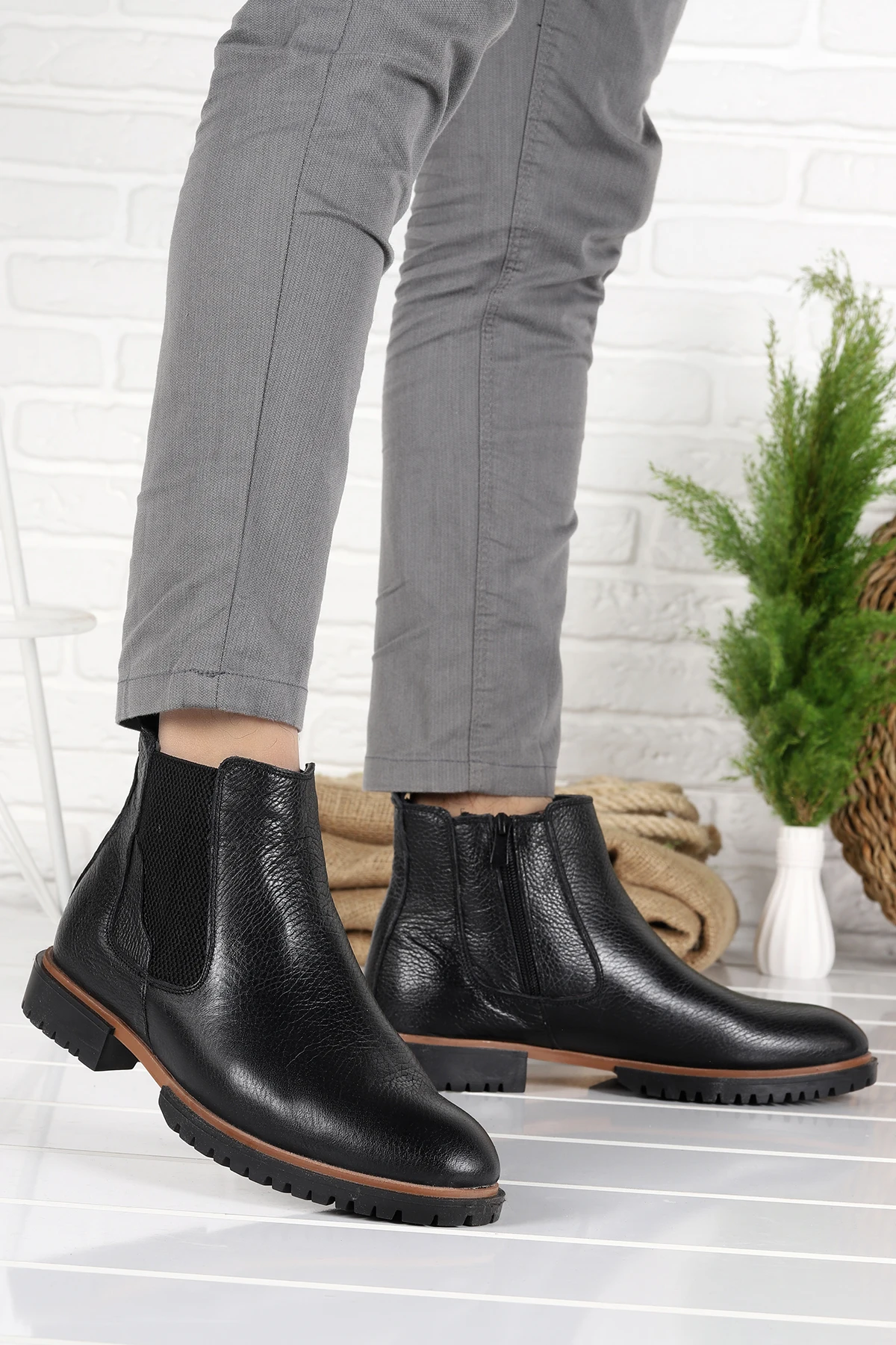 

Woggo P01 Kırışık Leather Thermo Sole Men 'S Casual Boat Shoes