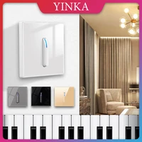 yinka home wall light switch panel crystal tempered glass switch self reset 1 gang 2 way led indicator piano key wall panel