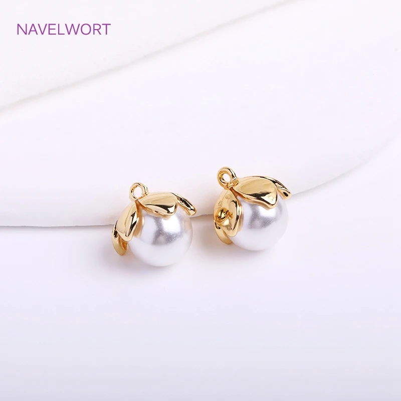 

14K Gold Plated Pearl Charms Brass Metal Jewelry And Accessories,High Quality Pearl Pendants For Earring Making Crafts