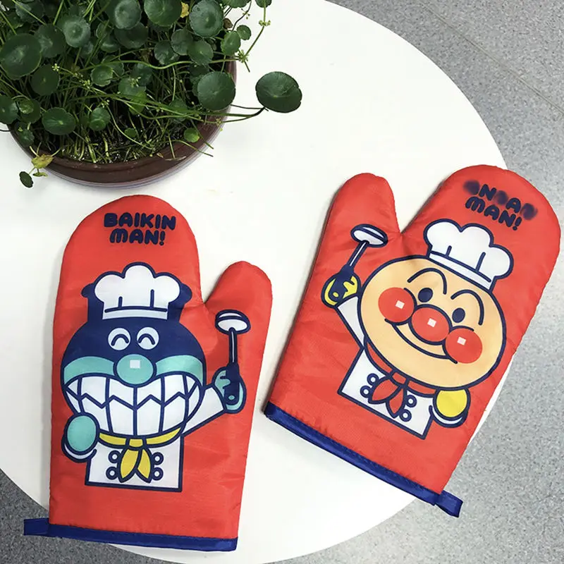 

Японские корейские перчатки с изображением красных бобов хлеба Супермена, термостойкие перчатки для микроволновой печи, плотные кухонные Мультяшные перчатки с защитой от ожогов (отправить крючок)