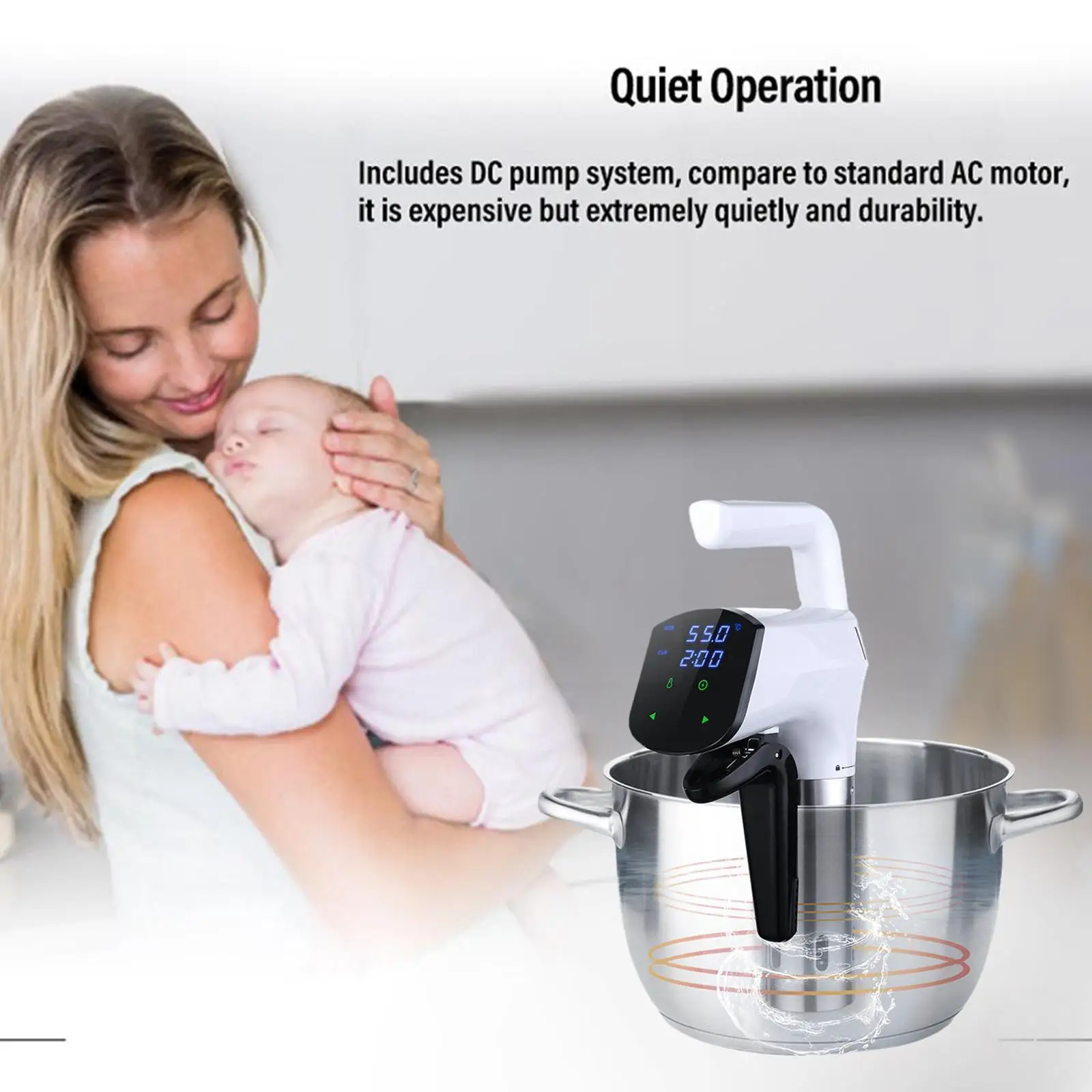 

Погружной циркулятор Sous Vide Q1N4, устройство для приготовления Су-вид, точный термометр, таймер ЕС/США, устройство для медленной варки