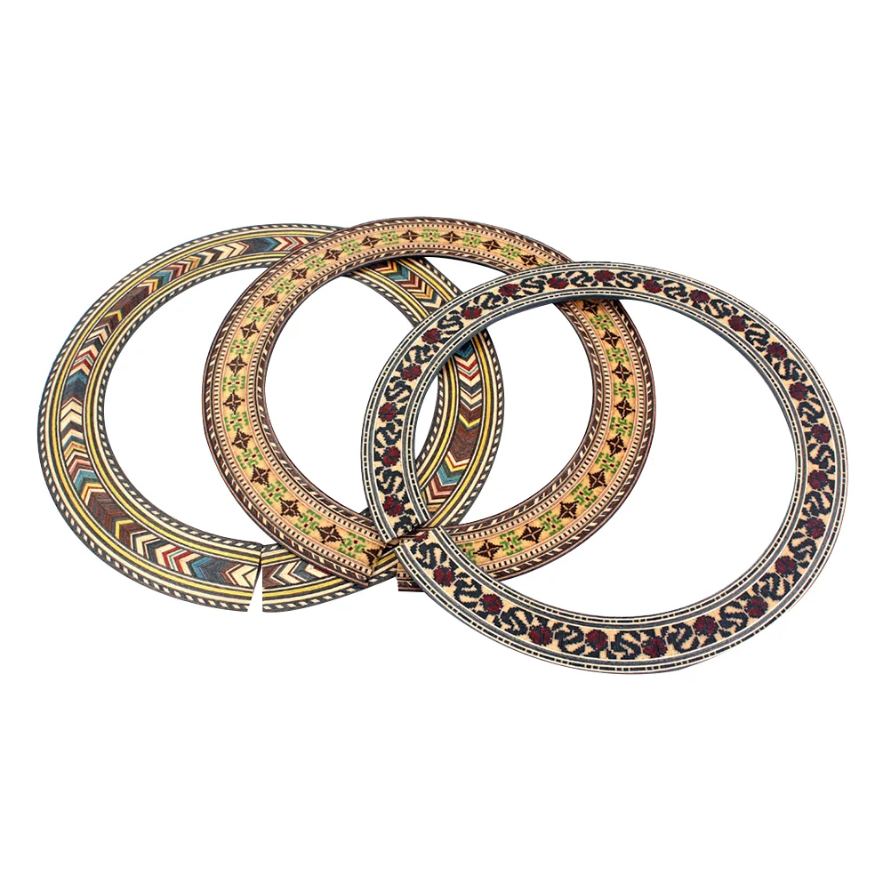 

3 Pcs Wooden Sound Hole Rosette Guitar Flower Garlands Roses Acoustic Black White Decor