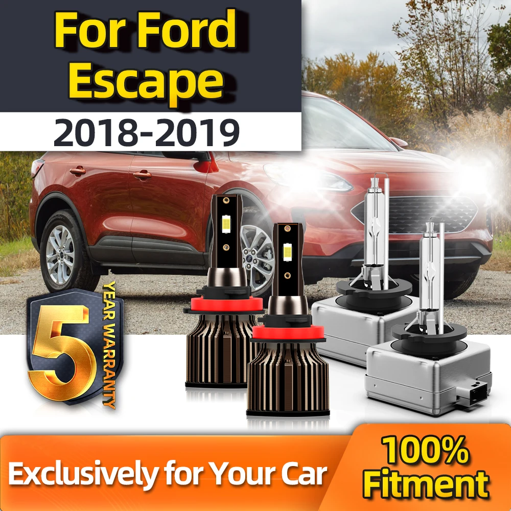 

For Ford Escape 20000LM Lighting Range LED Headlight Bulbs Combo High Low D3S Fog Lights H11 Plug-N-Play Bulbs 2018 2019