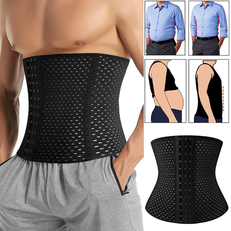 

Men Slimming Body Shaper Waist Trainer Trimmer Belt Corset For Abdomen Belly Shapers Tummy Control Fitness Compression Shapewear