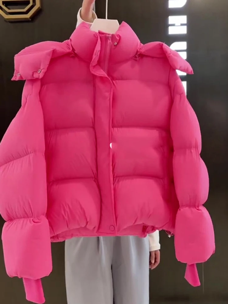 2023 New Winter Small High-Grade Super Nice Thick Short Rose Red Cotton-Padded Coat Cotton-padded jacket Outerwear Women