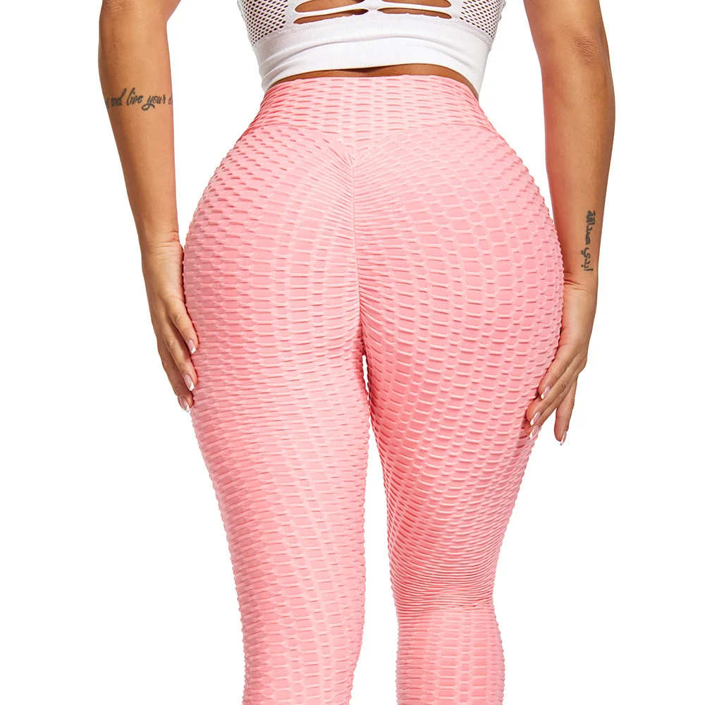 European And American Jacquard Fitness Sports Plus-Size Peach Hip High Waist Lift Hip Bubble Yoga Pants