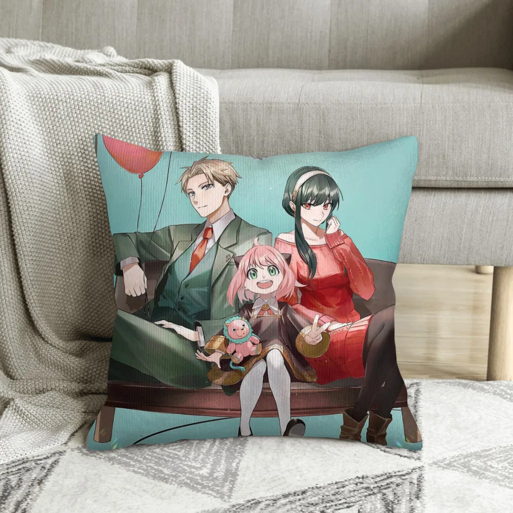 

Happy Family Cojines Throw Pillow Case Spy x Family Cushion Home Sofa Chair Print Decorative Coussin