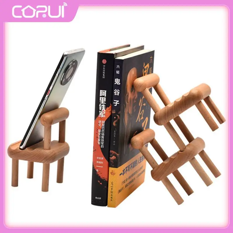 

Small Tablet Mount Desktop Creative Chair Mobile Phone Holder Adjustable Multifunctional Lazy Drama Phone Holder Beech Wood