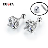 cosya 0 3 1 carat d color moissanite screw earrings for women 100 925 sterling silver 4 prong moissanite earrings fine jewelry