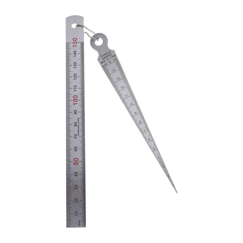 

Taper Gap Gauge & Straight Ruler 1-15mm 1-15cm Stainless Steel Depth Ruler Hole Inspection Tool Dimensional Measurement