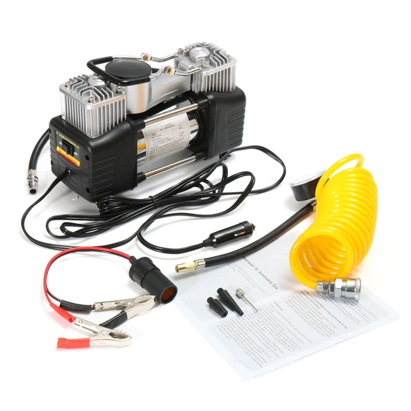 

150PSI Air Compressor Car Tire Inflator 60L 12V Pump Portable 60L/min Pressure Pump Kit Pressure Pump Dual Cylinder