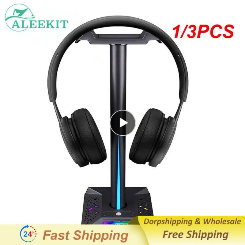 

1/3PCS New RGB Gaming Headphone Stand Dual USB Port Touch Control Strip Light Desk Gaming Headset Holder Hanger Earphone