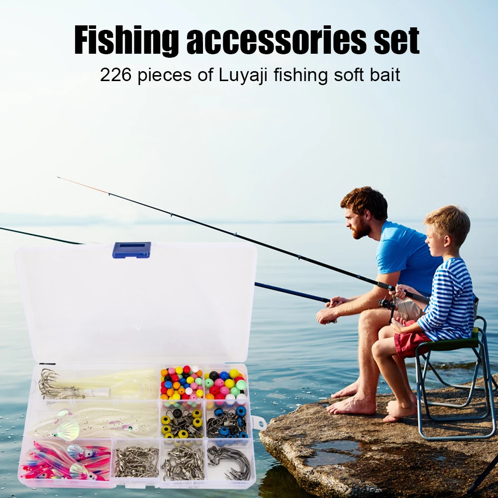 

226pcs Fishing Accessories Set Sharp Hook Bearing Swivel Roller with Storage Box Sea Fishing Tackle Accessories Pesca