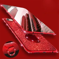 luxury bling glitter diamond phone case for iphone 13 12 11 pro max xr x xs max 7 8 6 plus se metal ring holder softcover coque