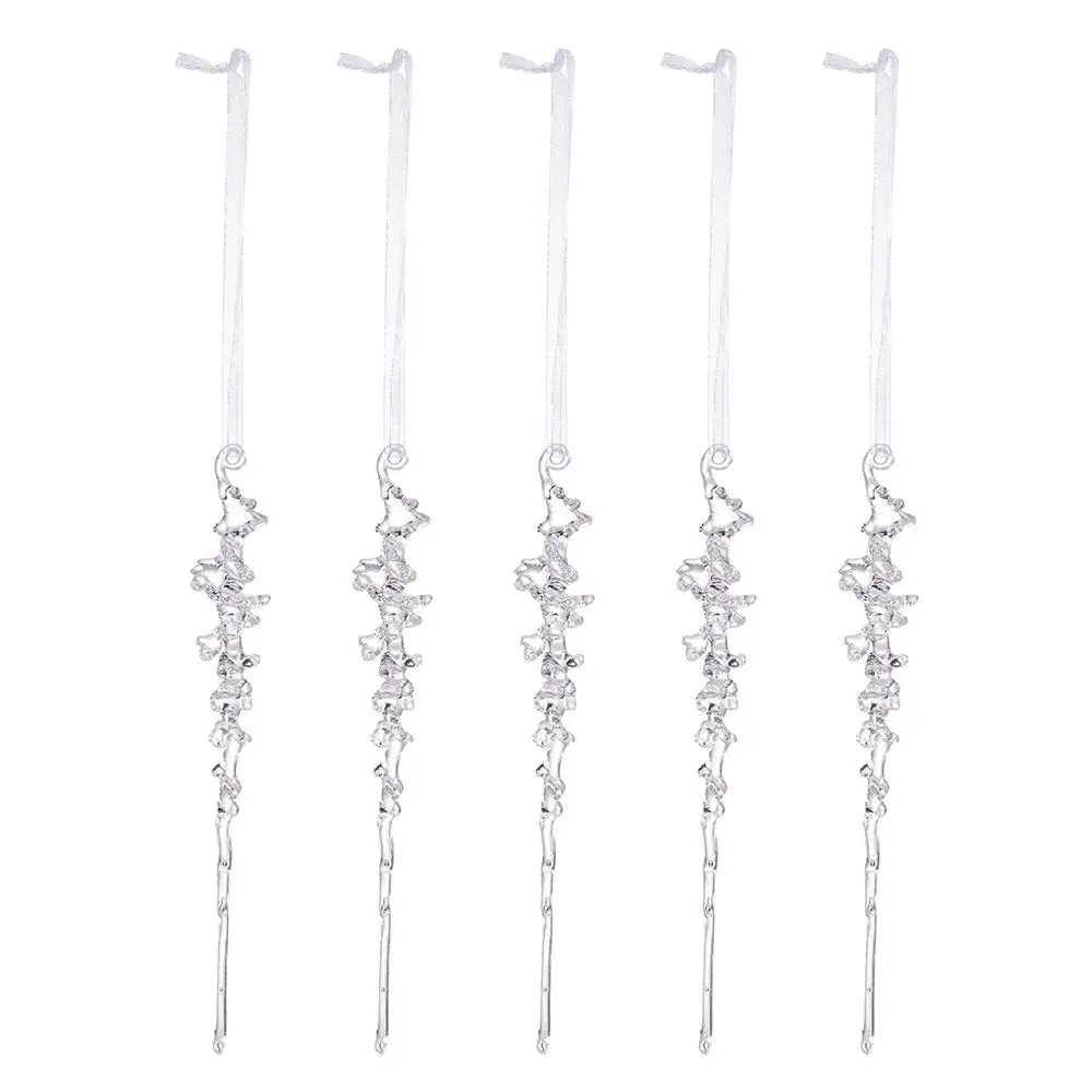 

5 шт., прозрачные акриловые имитации сосулек, рождественские украшения