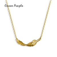 green purple real s925 sterling silver vintage feather necklaces pendants for women fashion fine necklace silver jewelry cn1179