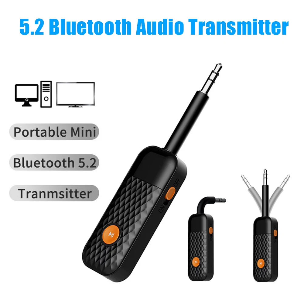 

AUX Bluetooth 5,2 аудио передатчик Портативный Мини 3,5 мм без потерь стерео беспроводной адаптер донгл для ПК ТВ Bluetooth наушников