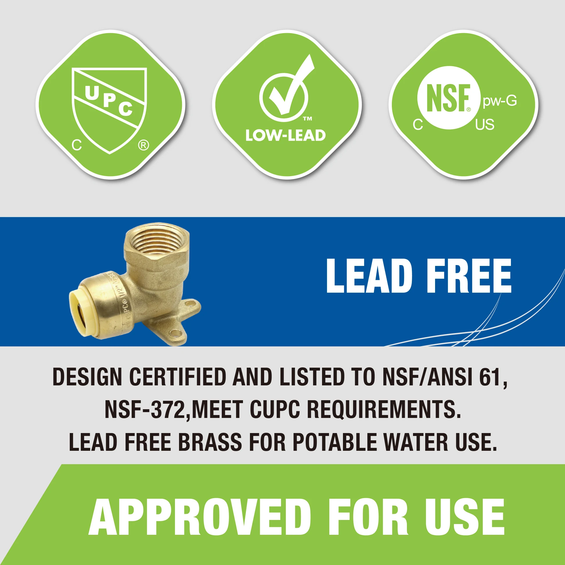 KING SMART 1/2&quot Push Fit * Женский NPT Drop Ear Ebow 5 шт./корпус 80508