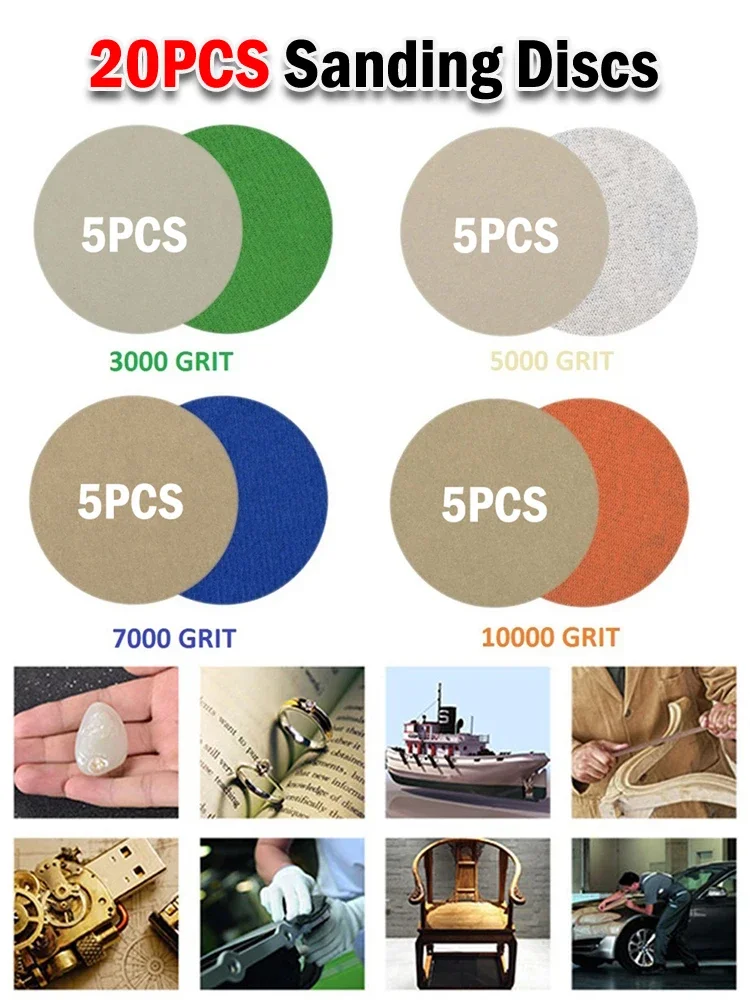 20 шт. 3-дюймовые шлифовальные диски наждачная бумага зернистость 3000-10000 Грит с