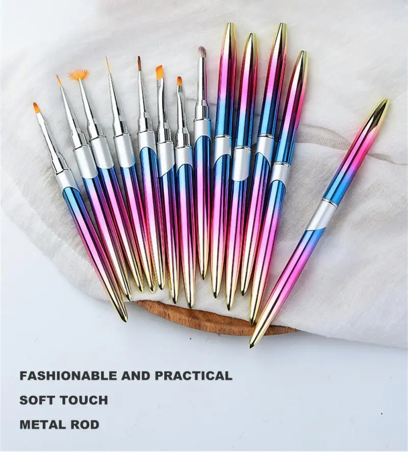 

1/3 шт. градиентная акриловая кисть в французскую полоску для ногтевого дизайна 3D наконечники для маникюра ультратонкая ручка для рисования ...