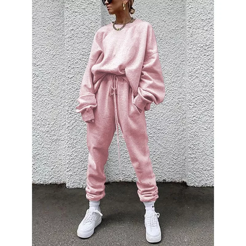 

traf za store blouses tracksuit women Fashion Sport Suit Casual O-neck Long Sleeve And Drawstring Waist Long Pants Tracksuit Sui