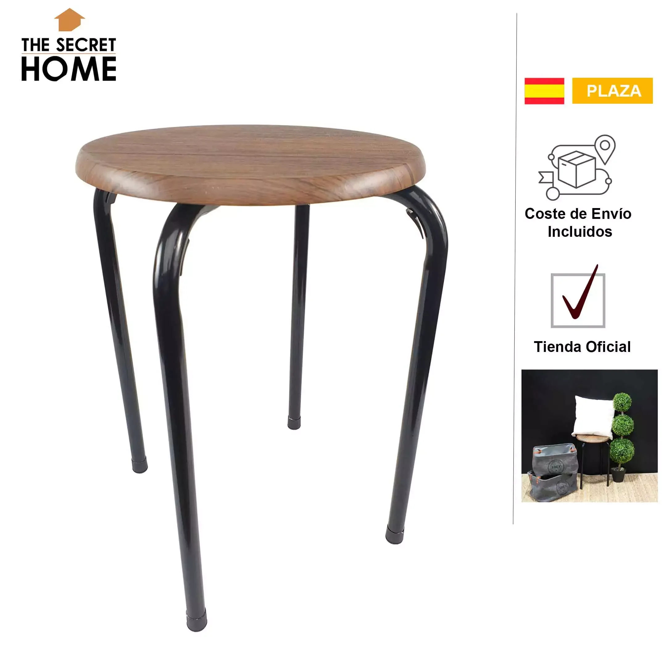 

-stackable Metal and wood stool-HOME decor-living room terrace kitchen-diameter 30 x height 45cm