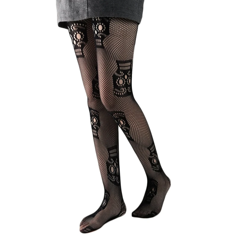 

Новинка 2023 года, женские сексуальные узкие колготки, готические ажурные чулки в сетку, леггинсы с черепом на Хэллоуин, женские