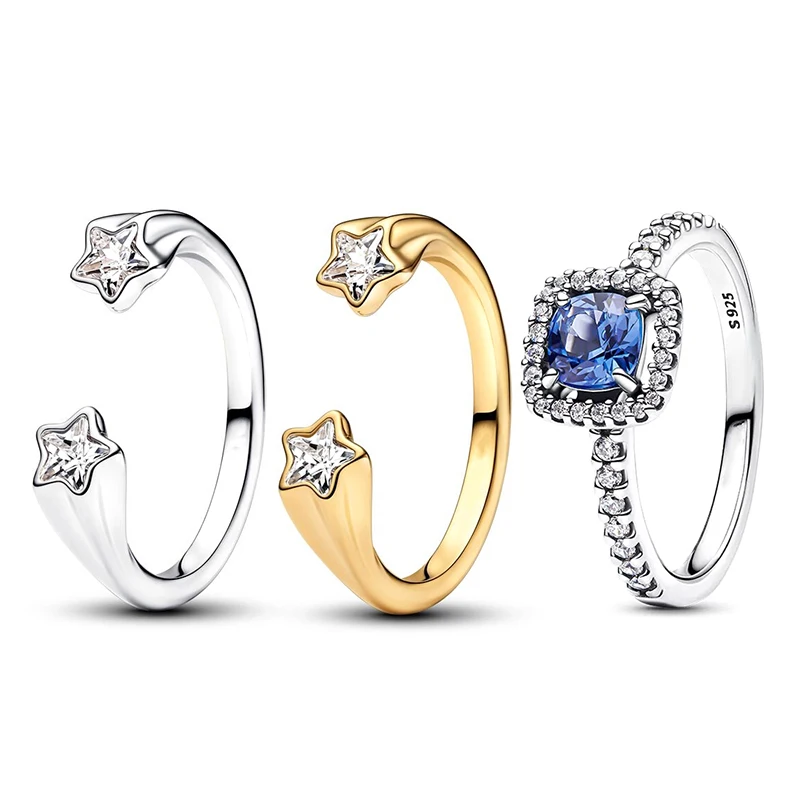 Новинка 2024 года открытое кольцо из стерлингового серебра 925 пробы со звездами для