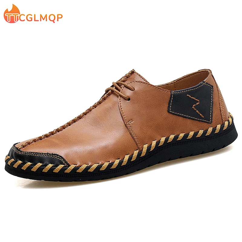 

New Men's Casual Shoes Fashion High Quality Leather Driving Shoes Classic Comfortable Handmade Flat Shoes Men Shoes Big Size 47