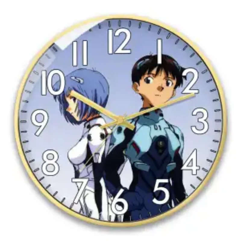 Фото Новые настенные часы Century Evangelion, милые аниме, домашний декор, 10-дюймовые настенные часы с италем, мультяшные часы для гостиной, офиса, подарки для детей №3