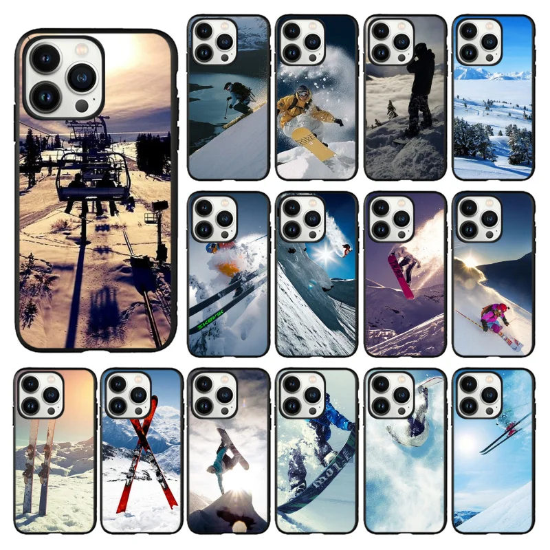 

Snow Die Ski Snowboard Sport Phone Case for iPhone 14 13 12 11 Pro MAX X XS Max XR Mini SE 7 8 Plus Black Funda Coque Case