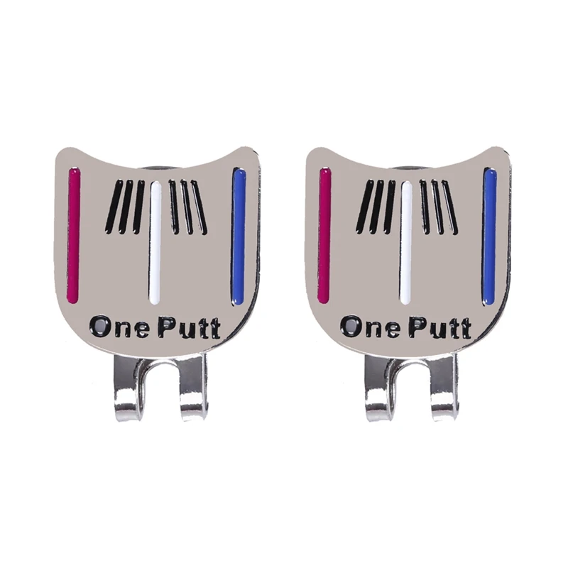 

2X Magnetic Cap Clip Removable Metal Golf One Putt Aiming Ball Marker Set Color