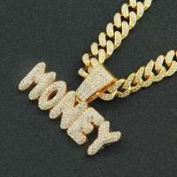 hip hop rap aaa zirconia letter couple pendants necklace for women mens punk cuban chain money jewelry valorant trend fashion