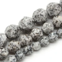 natural faceted white spot stone spacer loose beads jewelry making diy earrings handmade bracelet accessories for charms