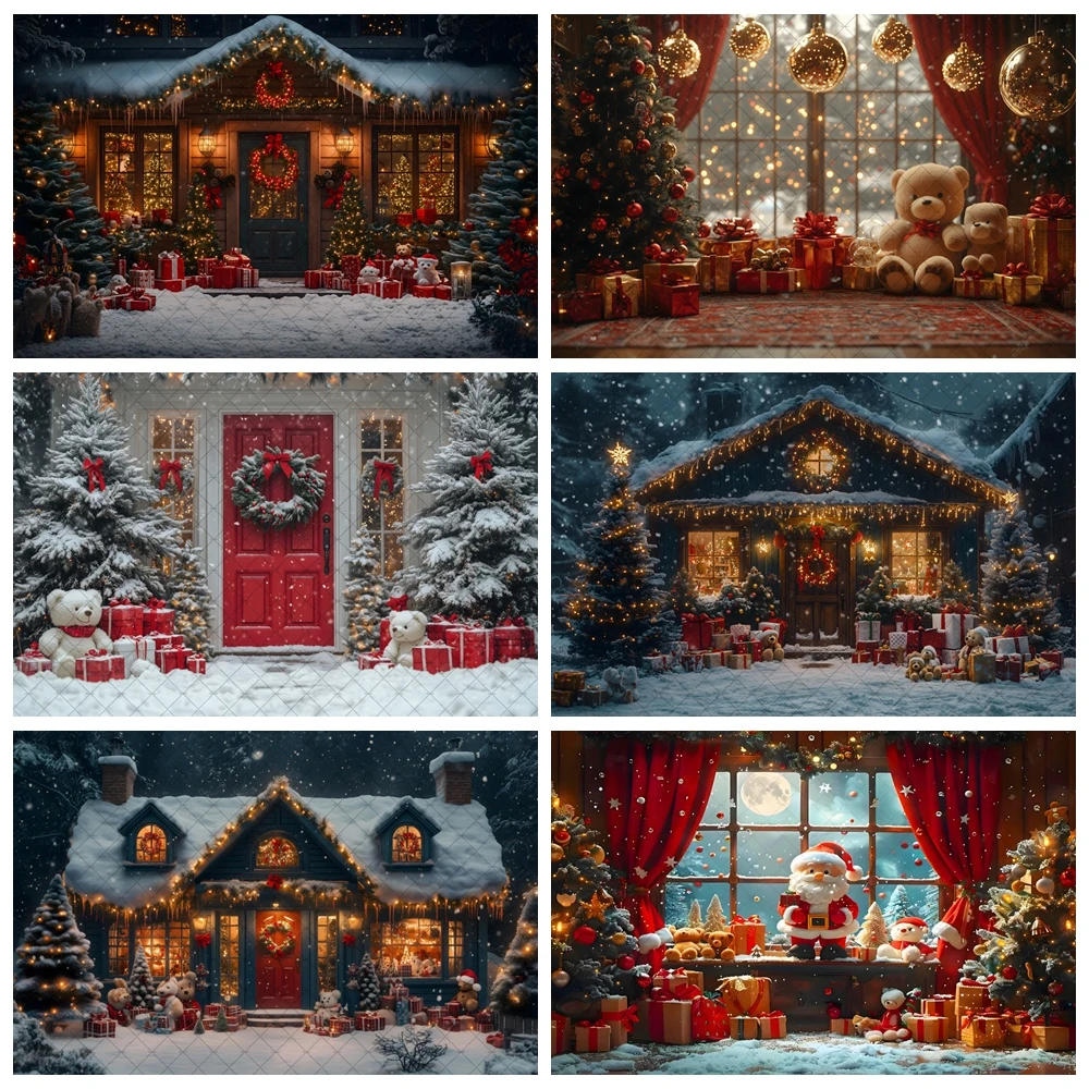 Фон для фотосъемки в помещении с изображением рождественской елки венка