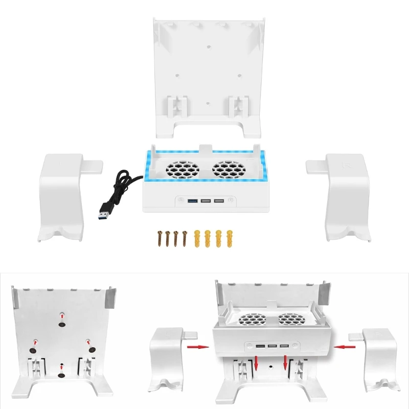 

Wall Mount with Cooling Fan for XB Series S 3-gear Speed Adjustable 7-Color LED with 2x Controller Hooks 896C