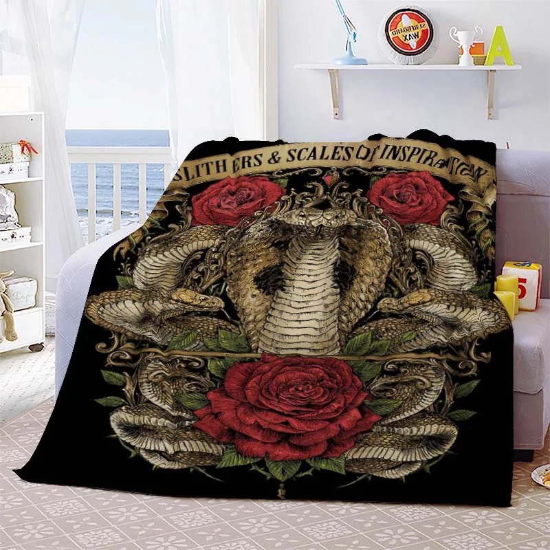 

Reino Cobra Snake Throw Blanket Animal Printed Flannel Blanket Soft Cozy Blanket Bedroom Living Room Couch Sofa Halloween Gifts