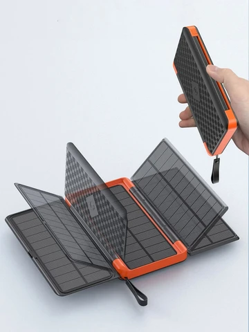 20000 мАч Qi Беспроводной аккумулятор на солнечной батарее Открытый внешний аккумулятор Портативный внешний аккумулятор для iPhone 14 Samsung Xiaomi Huawei повербанк