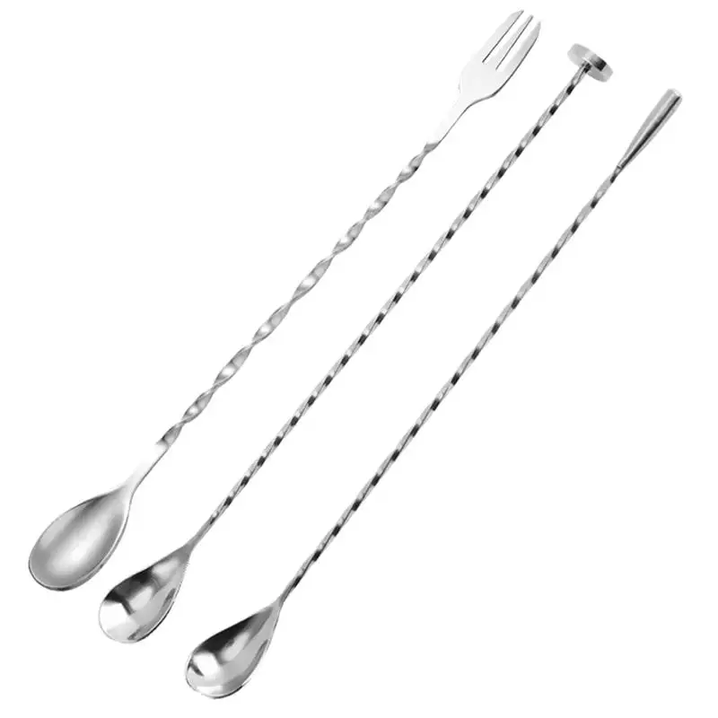 

3Pcs Household Mixing Spoons Long Cocktail Stirrers Stainless Cocktail Spoons Cocktail Supply