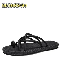 Men's Spring Special offer Slipper Fashion Character Wove Cotton Rope Outdoor Casual Soft-soled Non-slip Sandal Men's Flip Flops
