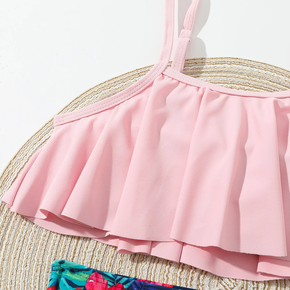 Купальник-бикини для девочек с тропическим цветочным принтом детский купальник