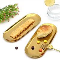 nordic style gold silver stainless steel dessert dining plate nut cake fruit plate towel tray snack western steak kitchen plate