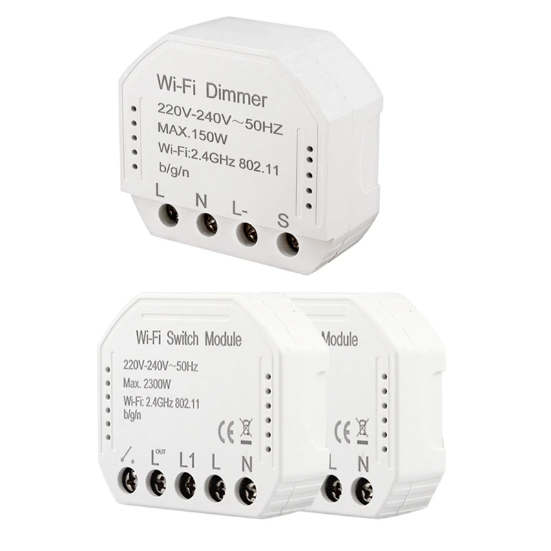 

3Pcs Wifi Smart Light Switch - 1Pcs For Alexa Echo Google-Home & 2Pcs For Tuya Amazon Alexa Google Home Ifttt