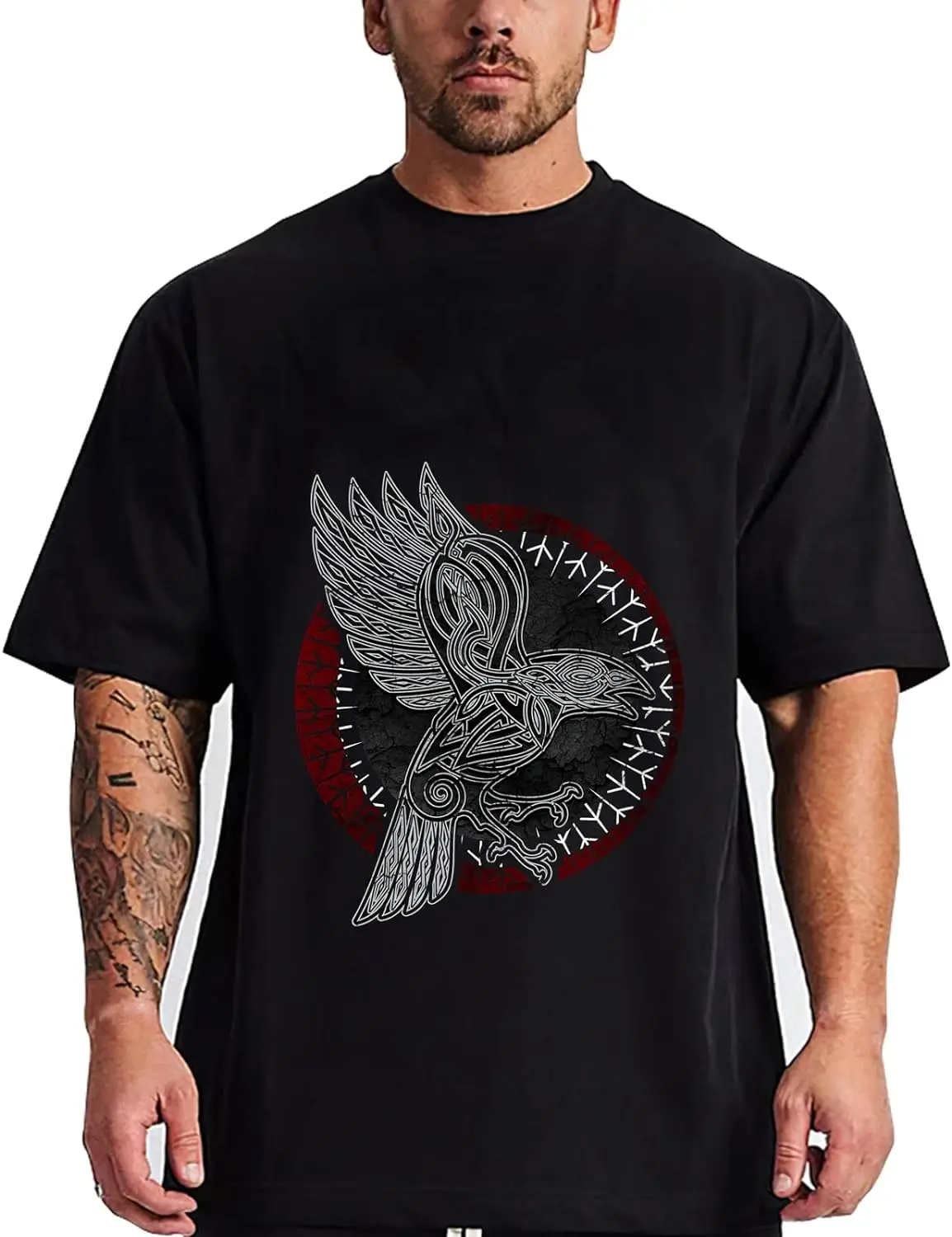 Футболка с коротким рукавом и круглым вырезом принтом