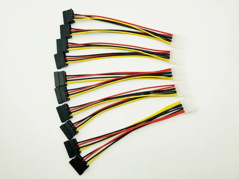 

5PCS SATA Power Cable Splitter Molex 4pin Male to Serial ATA 15pin x 2 Female Y Hard Drive Cables 20CM for Bitcoin Miner Mining