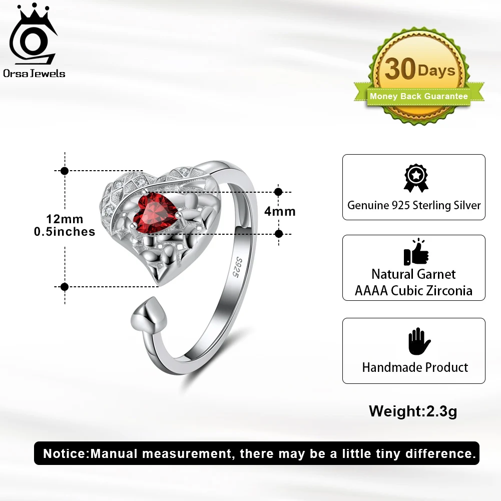 ORSA JEWELS регулируемое кольцо ручной работы из стерлингового серебра с натуральным