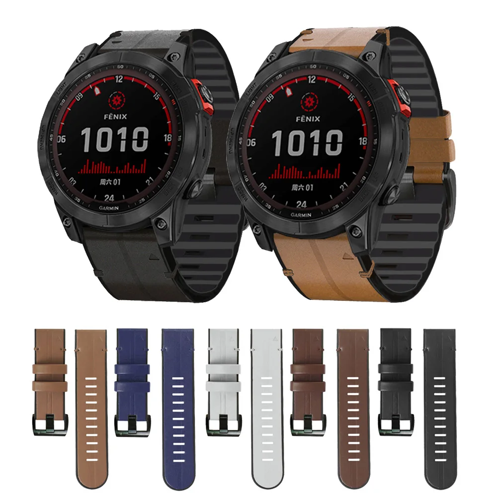 

Ремешок для смарт-часов Garmin Fenix 7 6 5, 22 мм, из силикона и кожи