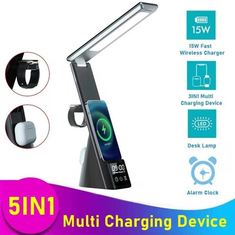 Desk Lamp For Iphone 13 12 11 Xs Pro Max 5in1 Fast Charging Station For Apple Watch Airpods Pro