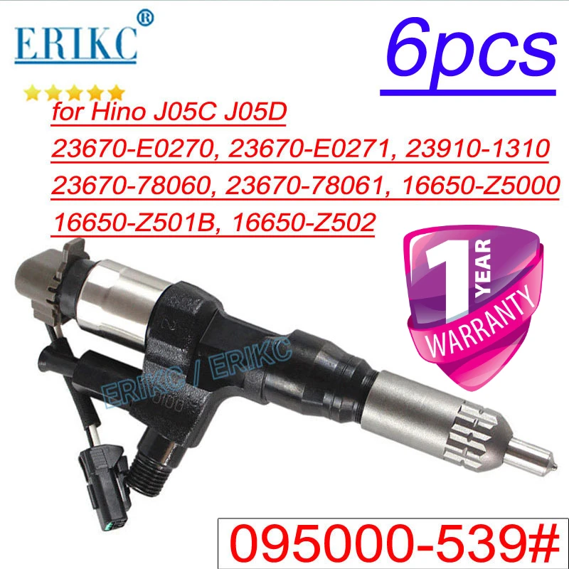 6шт 095000 -5390 23670-E0270 Форсунка Common Rail -5394 дизельного двигателя для Hino J05C J05D 3670-E0271 -5391